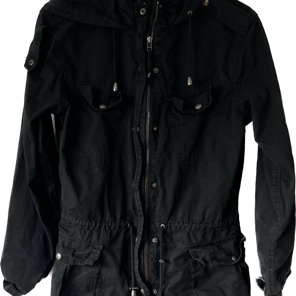 Buffalo David Bitton Hooded Black Cargo Jacket - Women’s S - Picture 3 of 11